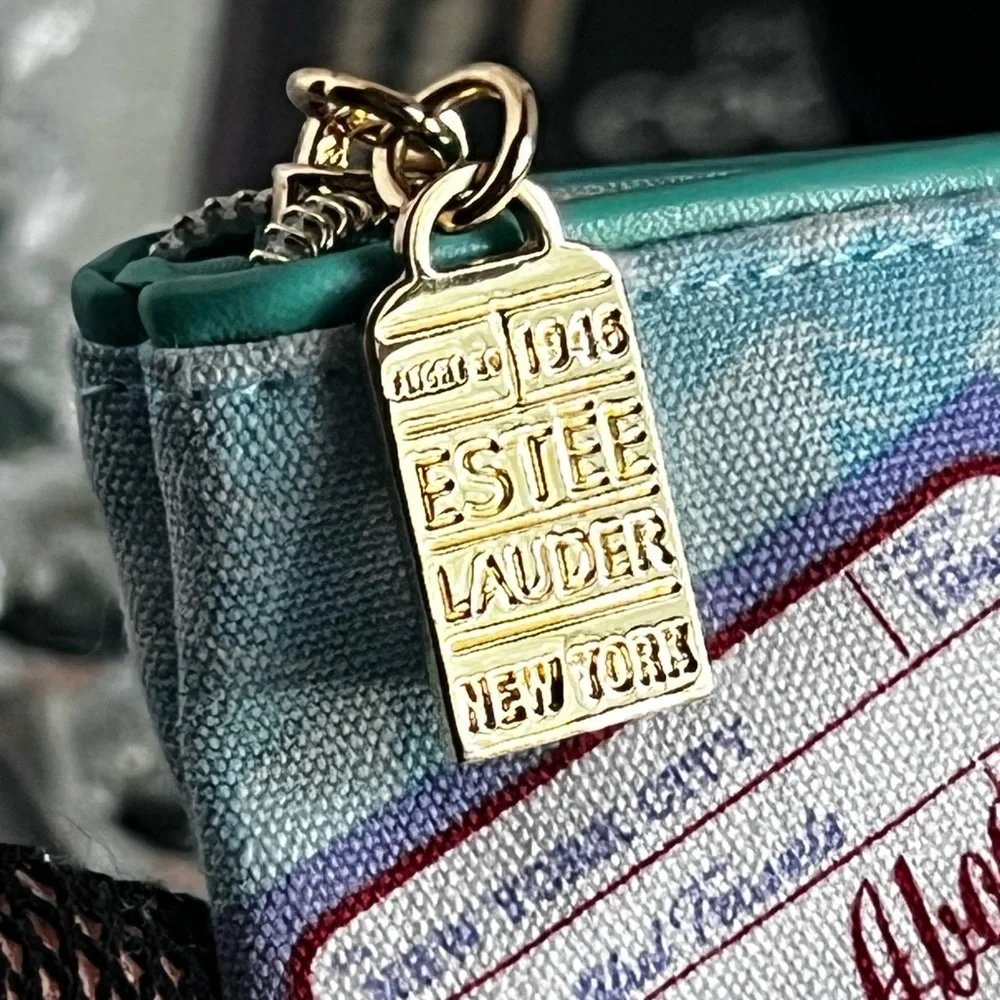 Estee Lauder Blue and Gold Cosmetic Bag